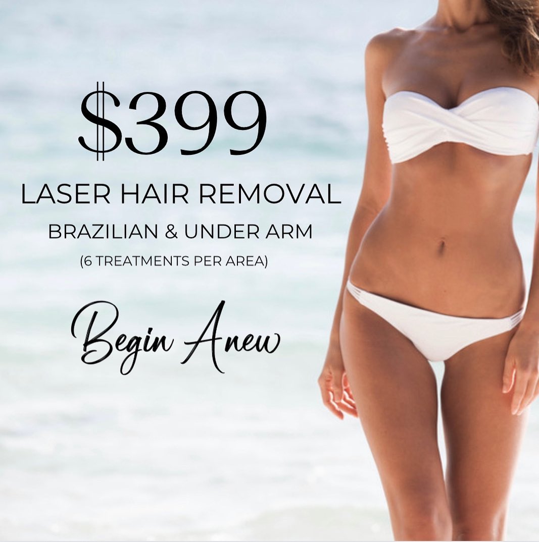 Begin Anew Med Facebook ad: Brazilian & Under Arm Laser Hair Removal Package…