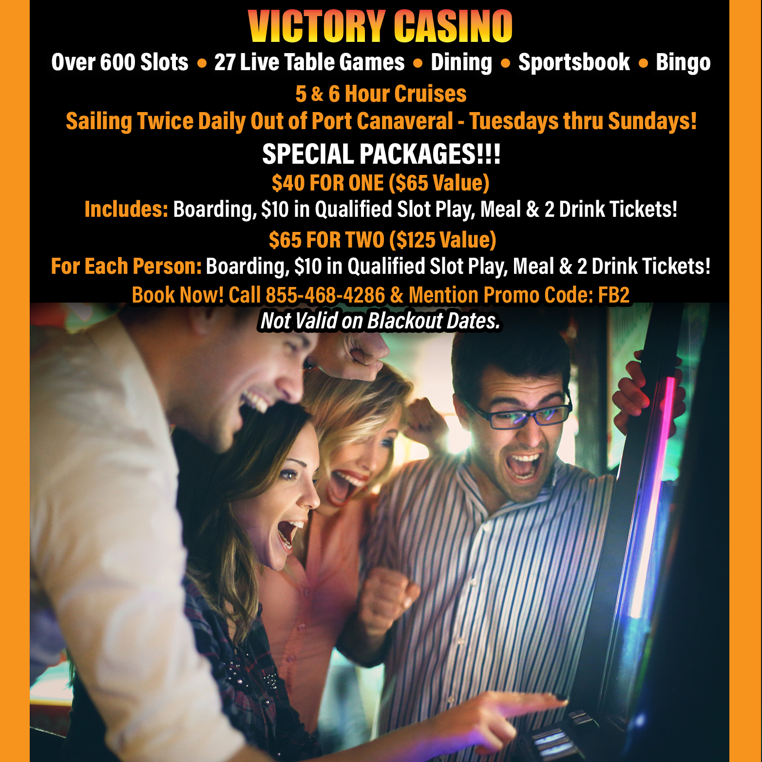 Victory Casino Cruises Facebook ad