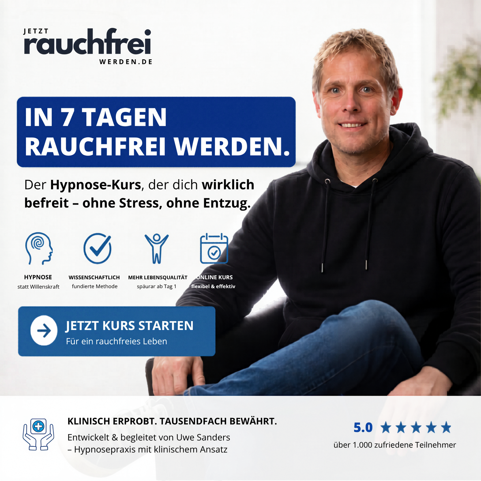 Uwe Sanders Facebook ad: Rauchfrei in 7 Tagen, jetzt für 97 €