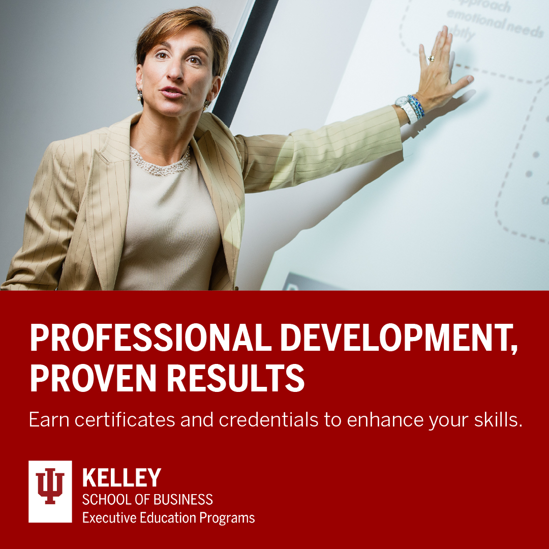 Indiana University Kelley School of Business Facebook ad: Online business courses