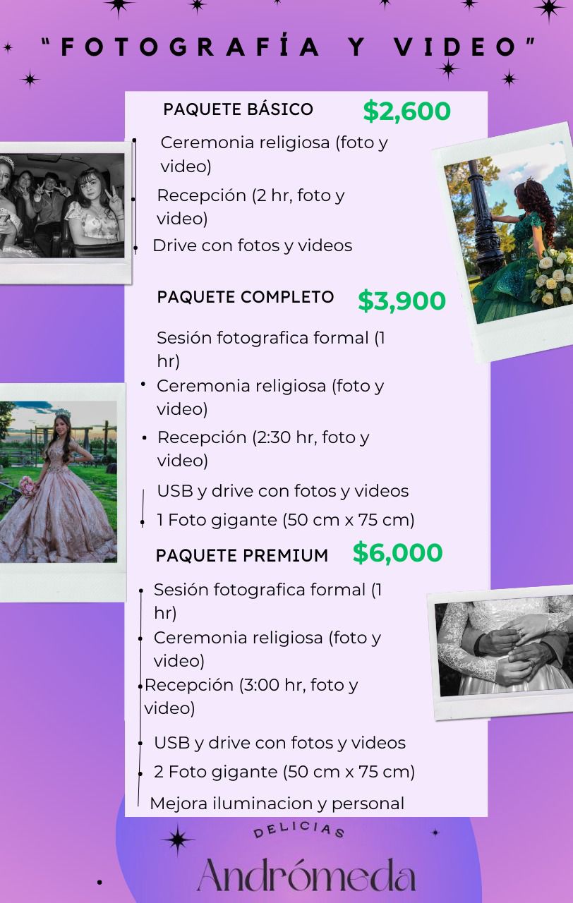 Andrómeda Eventos Delicias Facebook ad: Fotografía y video desde $2,600