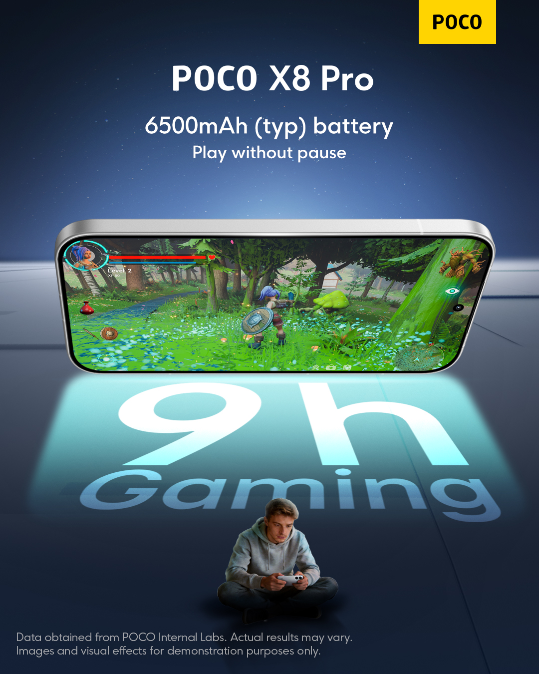 POCO Facebook ad: Streaming, gaming, scrolling, keep it all going.