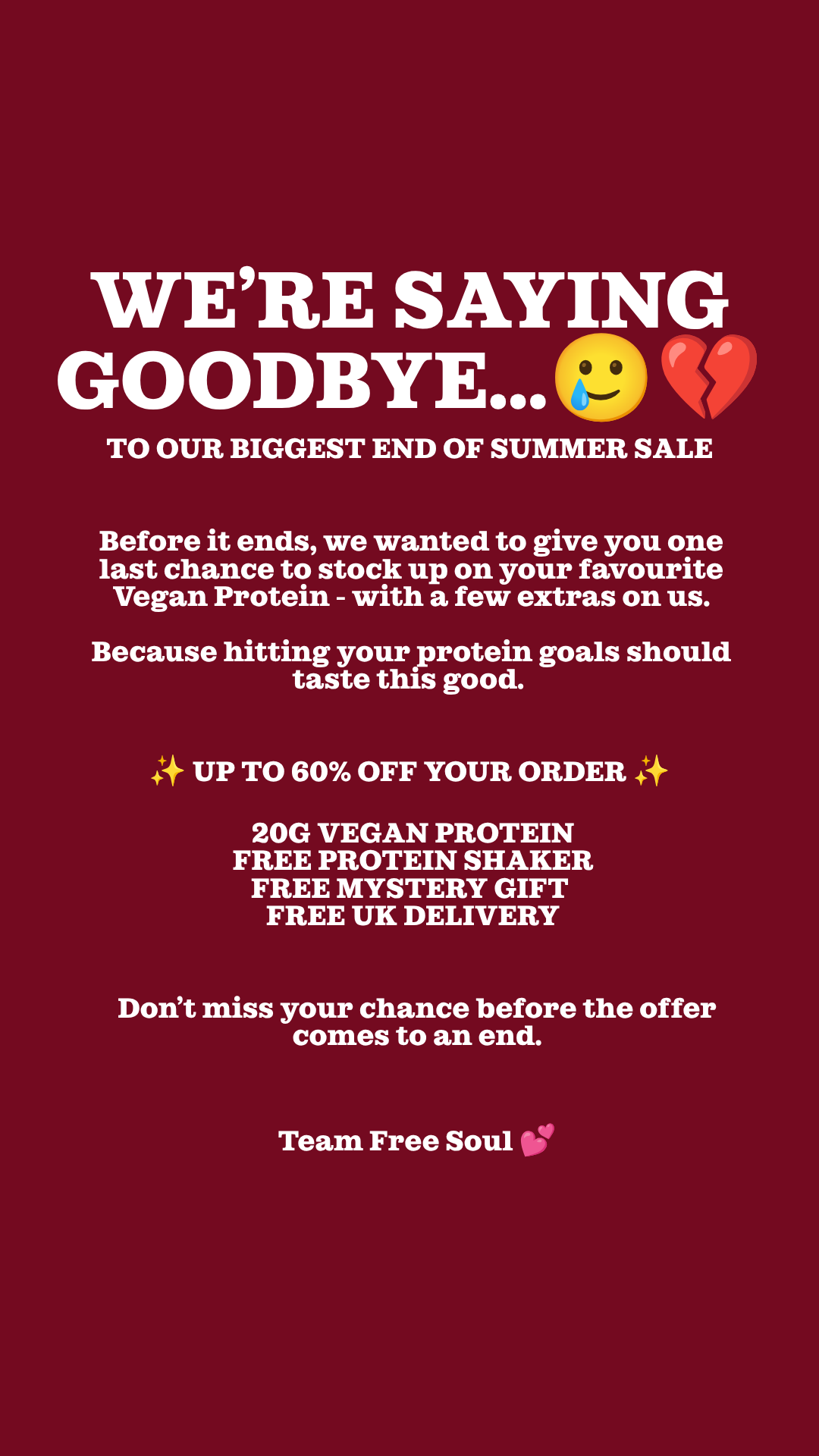 Free Soul Facebook ad: The protein powder that has your back.