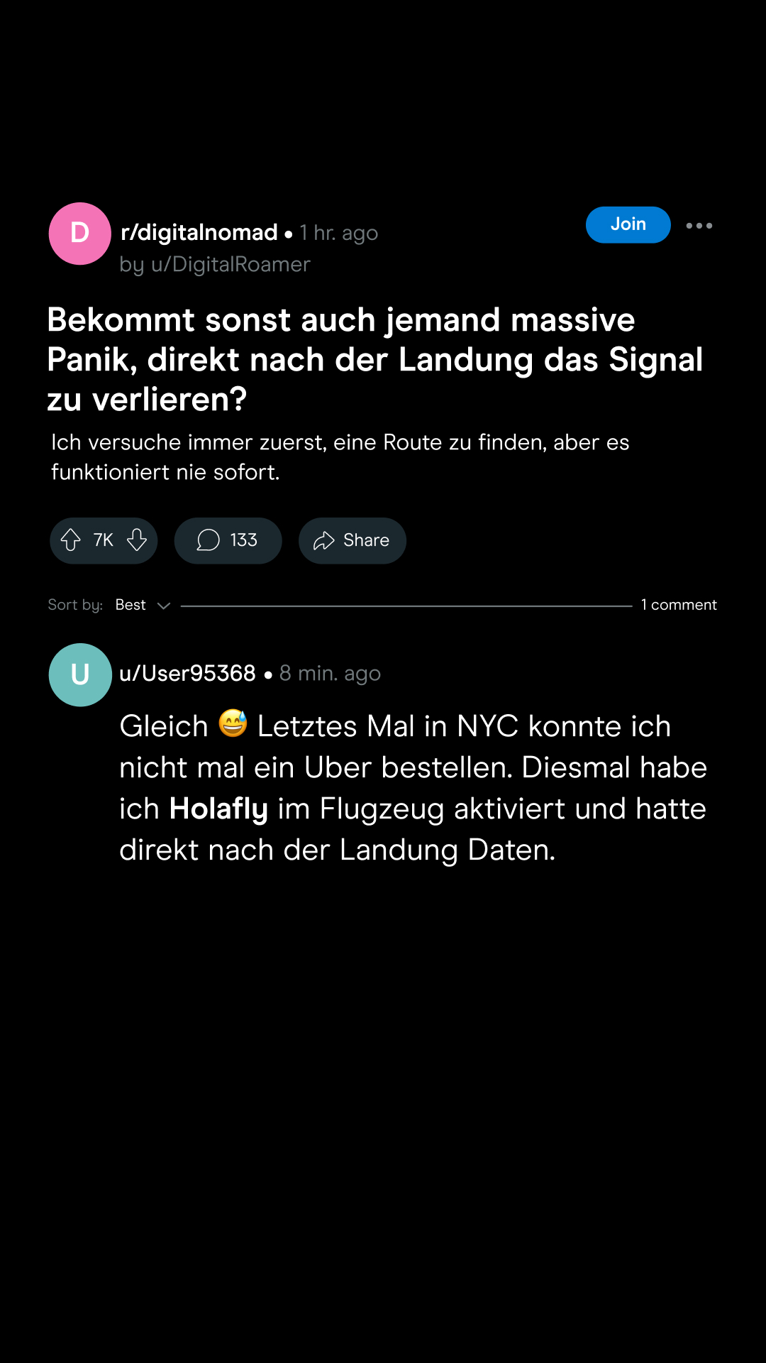 Holafly - German Facebook ad