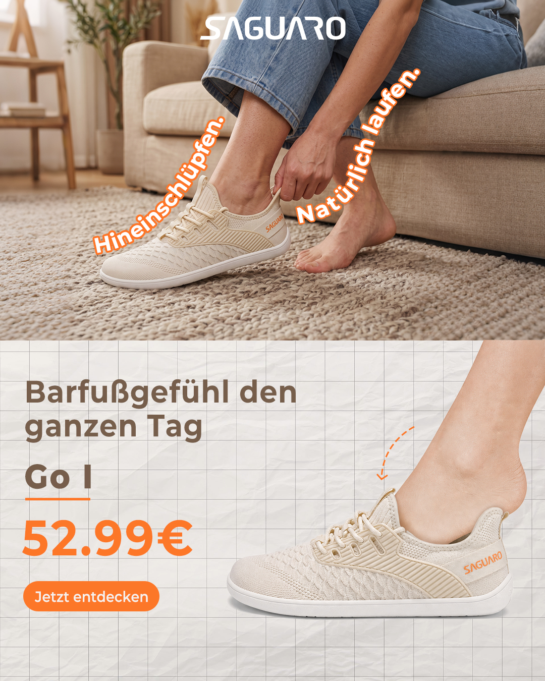 Saguaro De Facebook ad: Schuhe, die man nicht schnüren muss