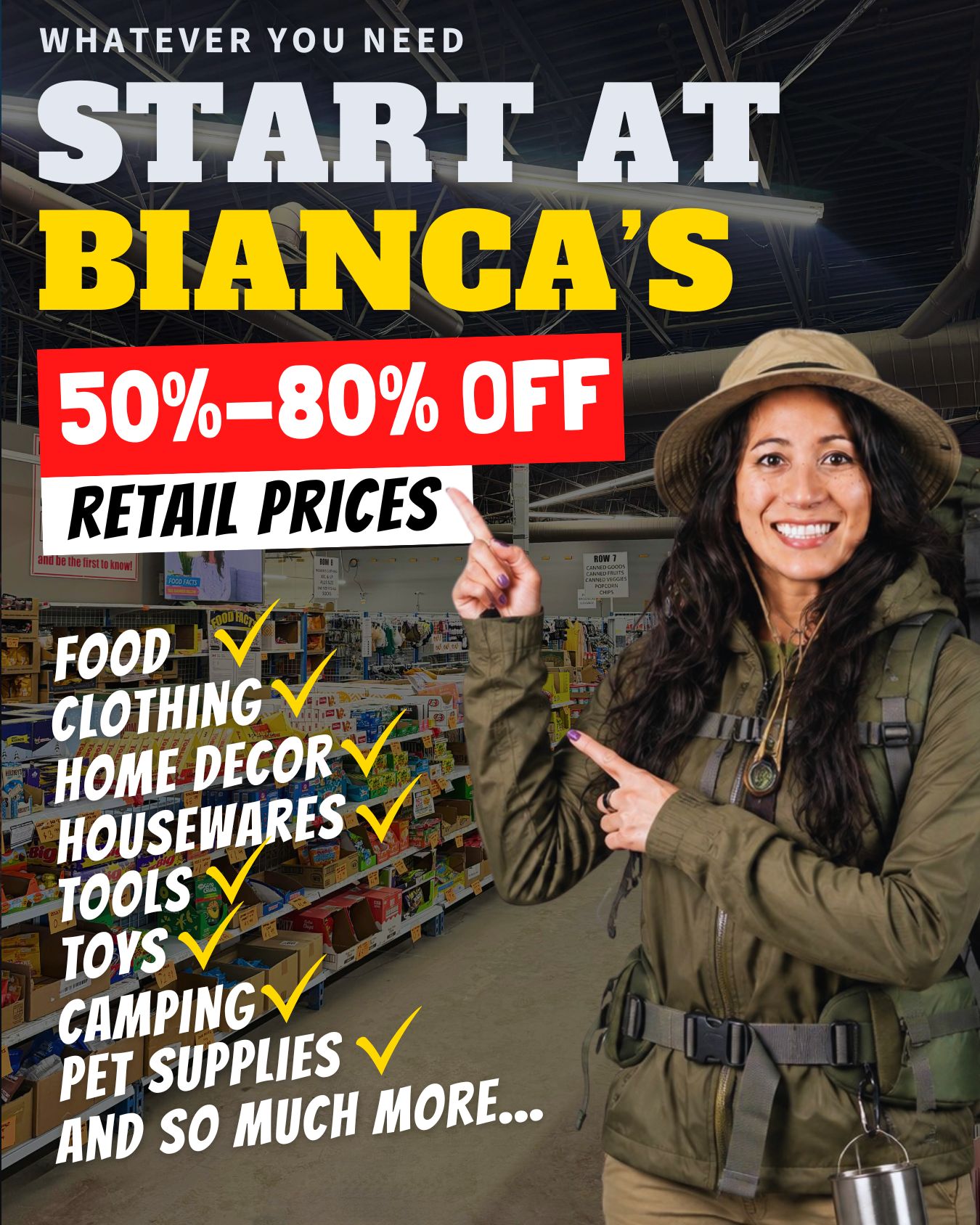Bianca Amor's Liquidation Supercentre Facebook ad