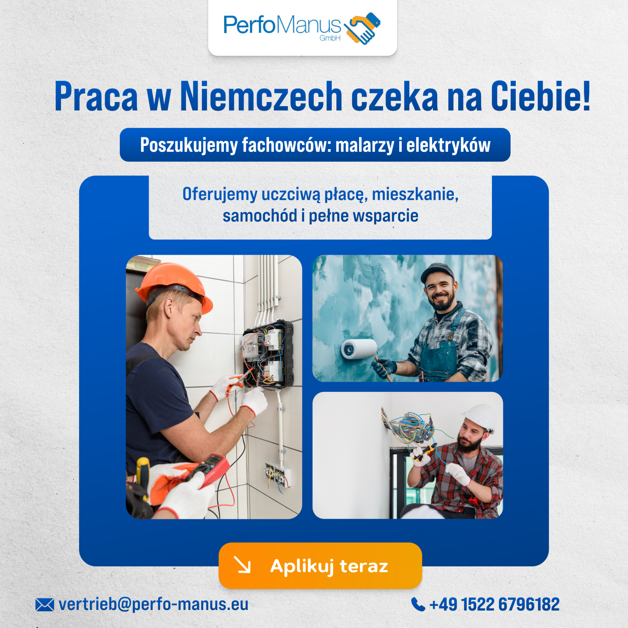 PerfoManus GmbH Facebook ad: Zarabiaj do 4000€ brutto/miesiąc w Niemczech!