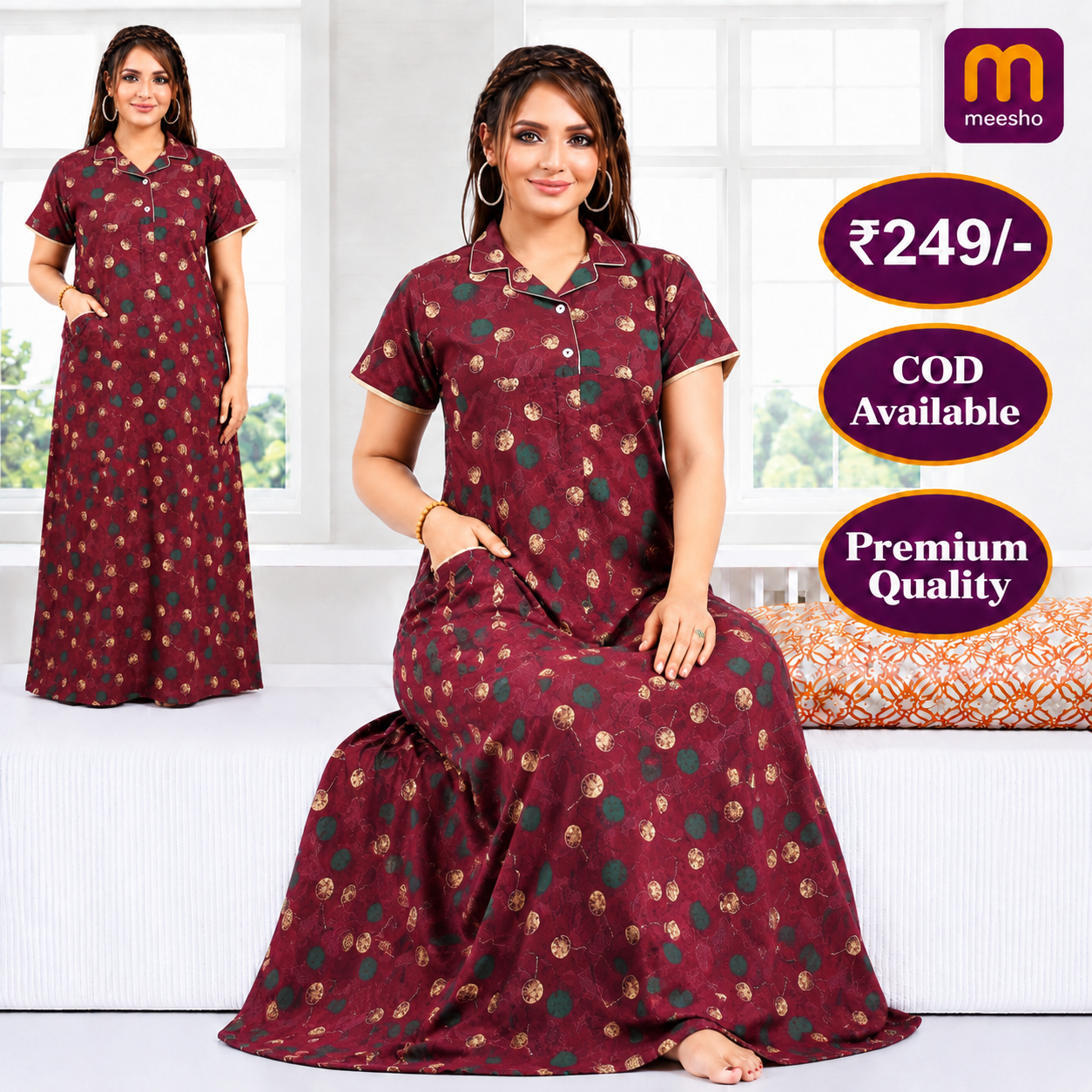 Rare Looking Facebook ad: Premium Printed Maxi Nighty | Soft, Stylish & Comfortable…