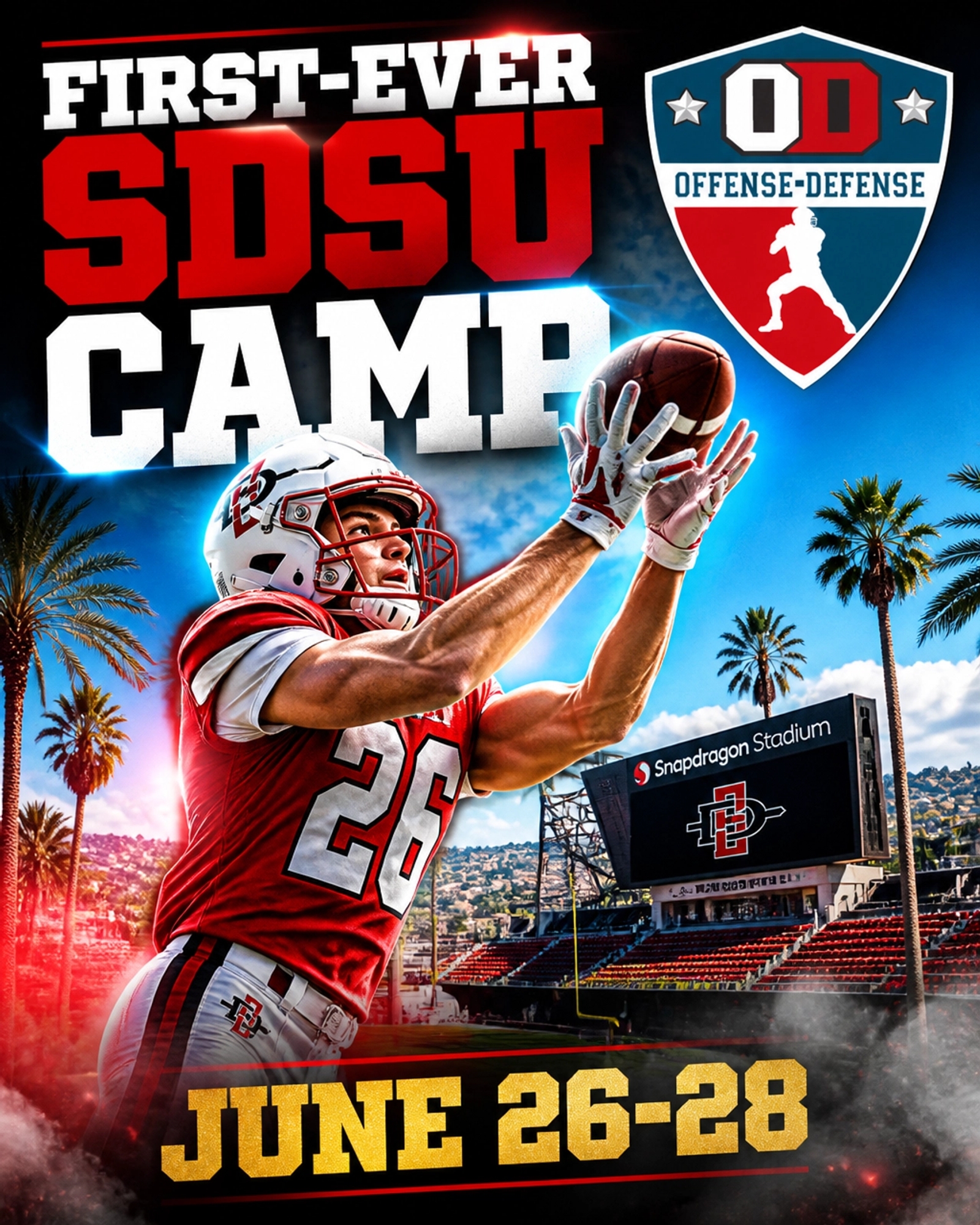 Offense-Defense Football Camps Facebook ad: SAN DIEGO FOOTBALL ATHLETES