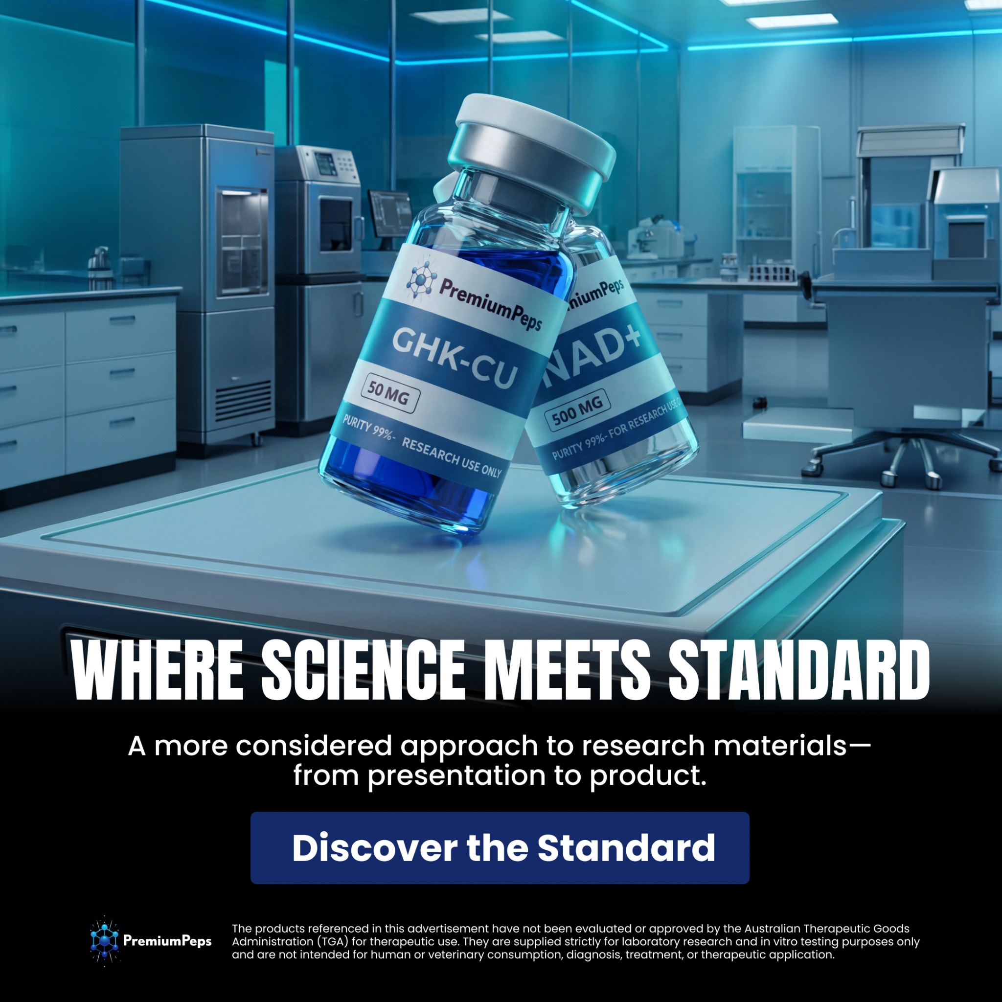 Premium Peptides Facebook ad: Explore PremiumPeps