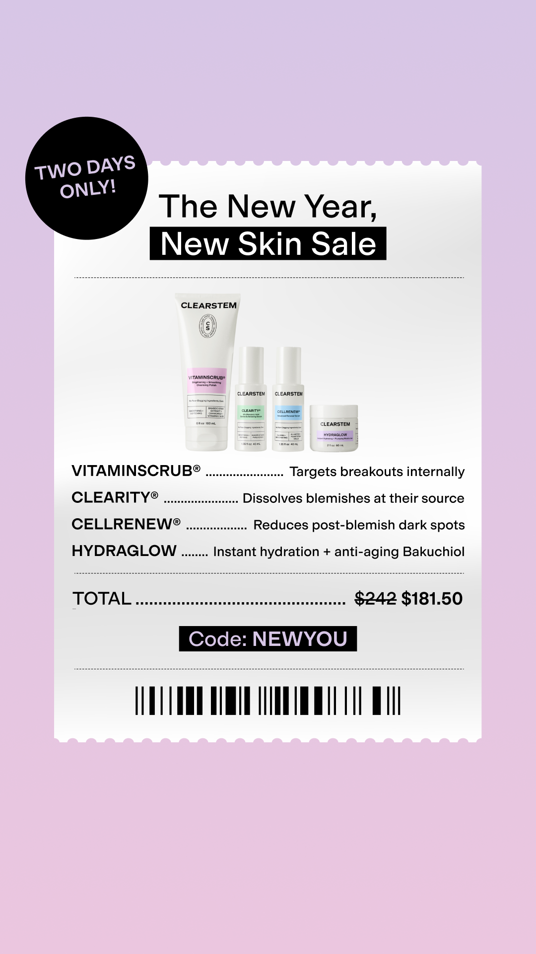 CLEARSTEM Skincare Facebook ad