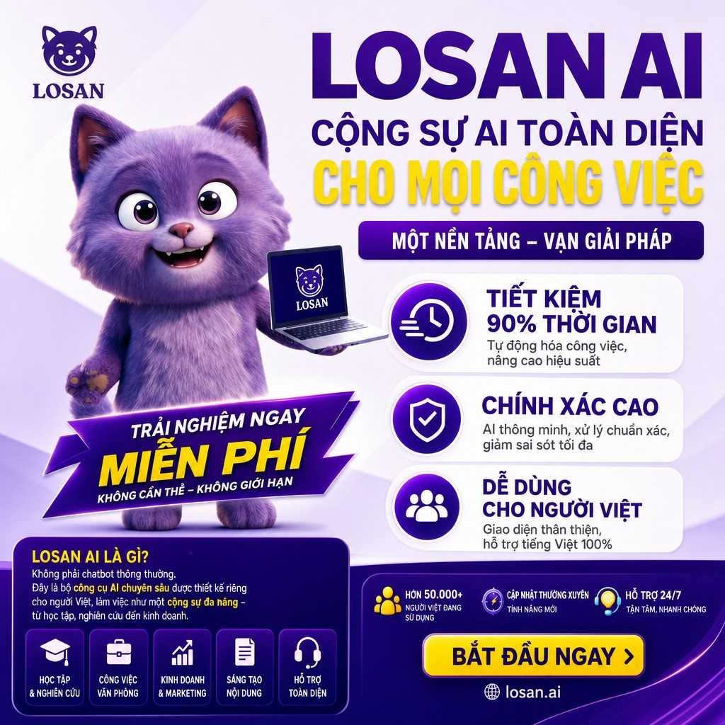 LOSAN AI Facebook ad: Người giỏi làm việc theo cách truyền thống…