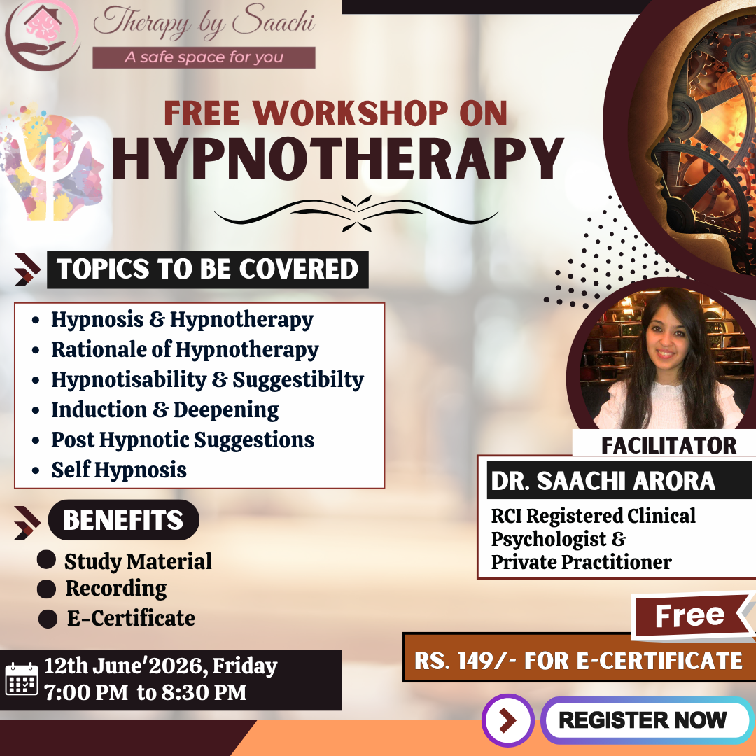 Therapy by Saachi Facebook ad: Join us for the FREE Workshop on Hypnotherapy!