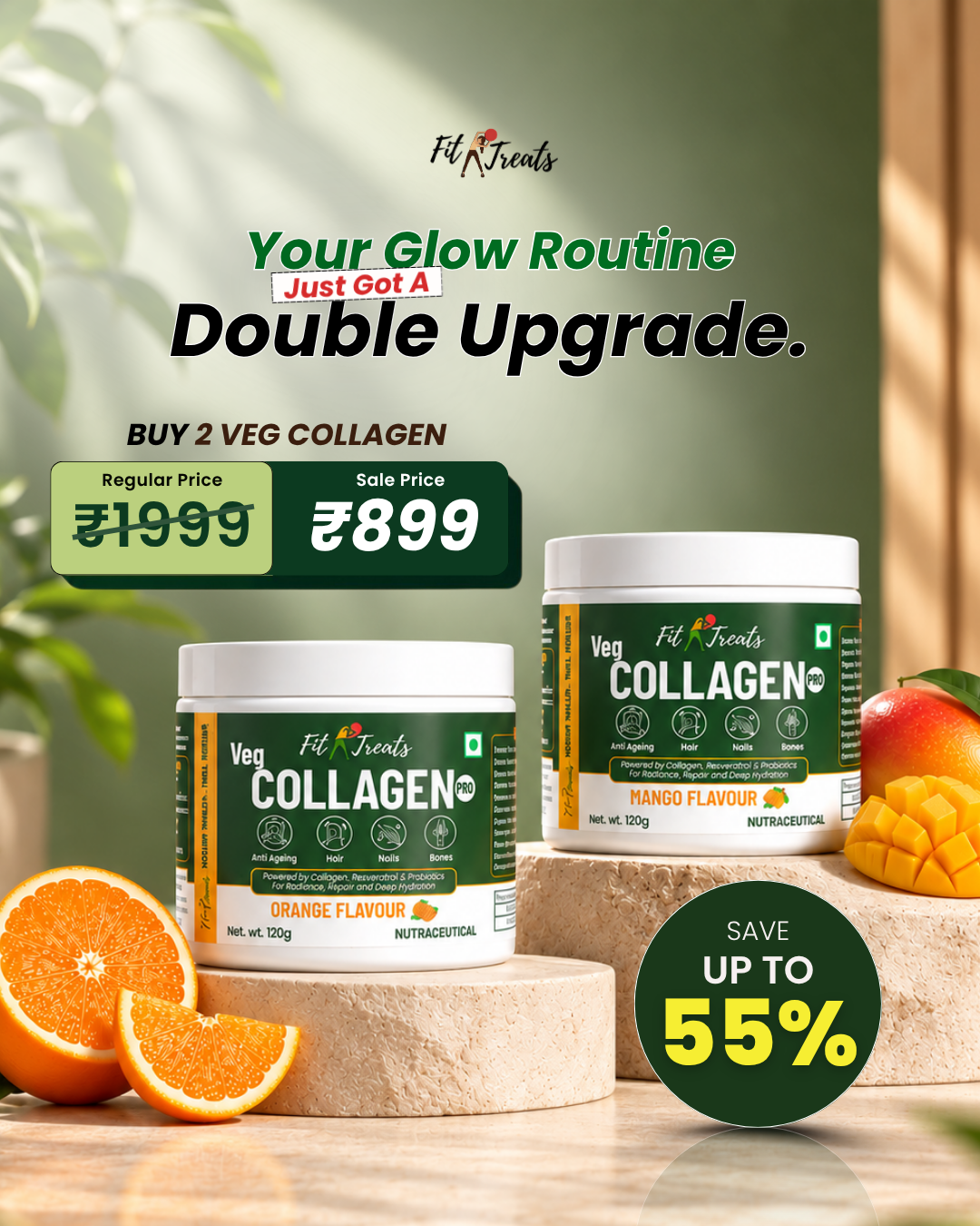 FitTreats Facebook ad: Daily Glow Starts Here