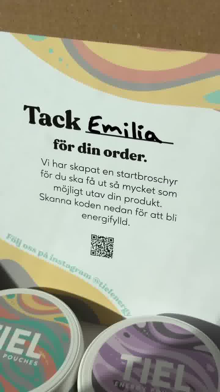 TIEL Energy pouches Facebook ad: Gör som Emilia - Ta en TIEL