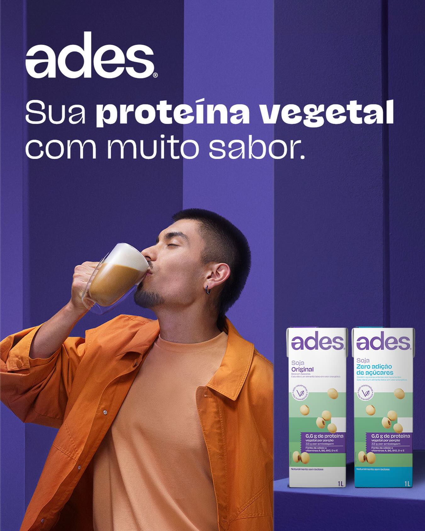 Ades Facebook ad: Sua proteína vegetal perfeita para o café da…