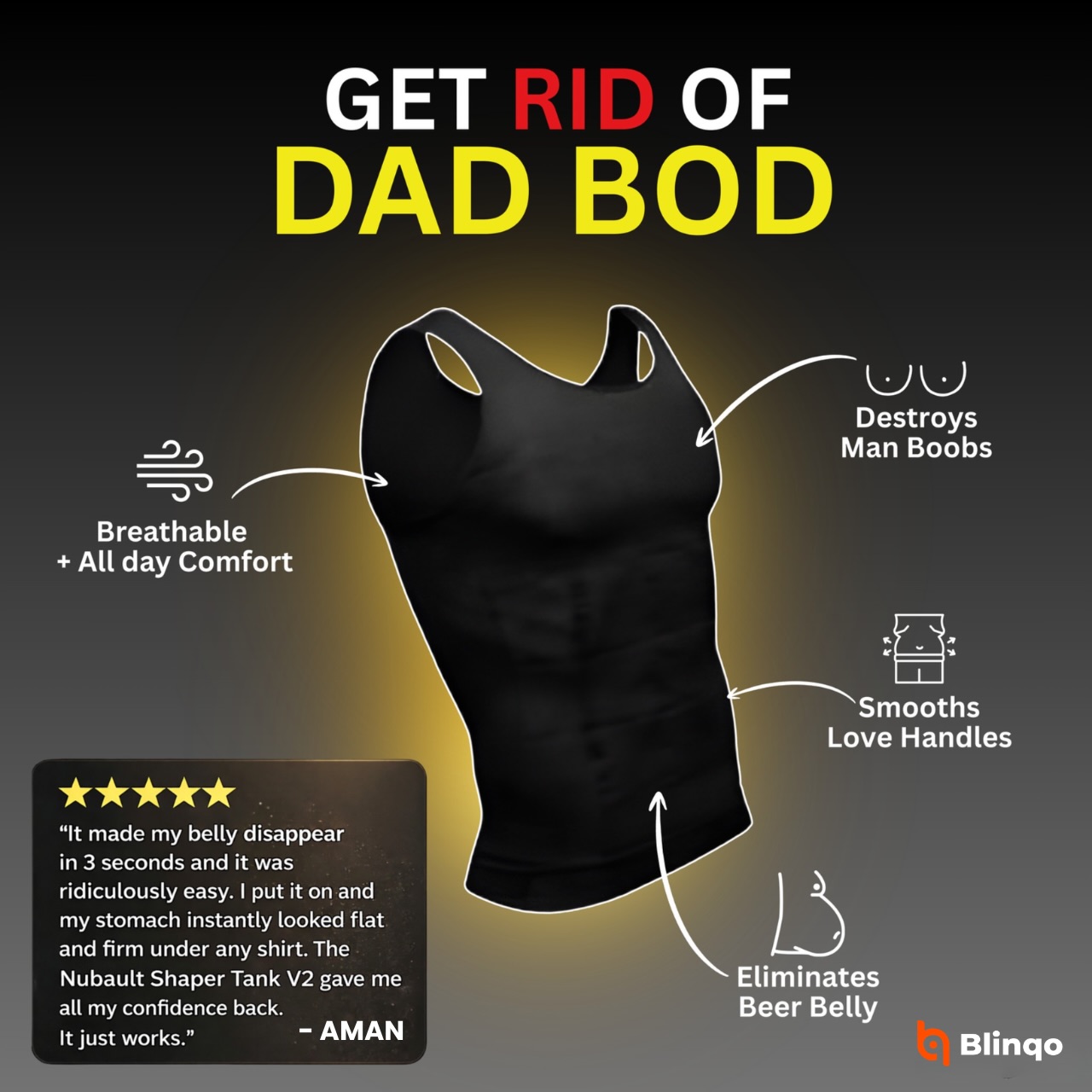 Blinqo Facebook ad: Men's Shapers Tank - Breathable Activewear Mesh