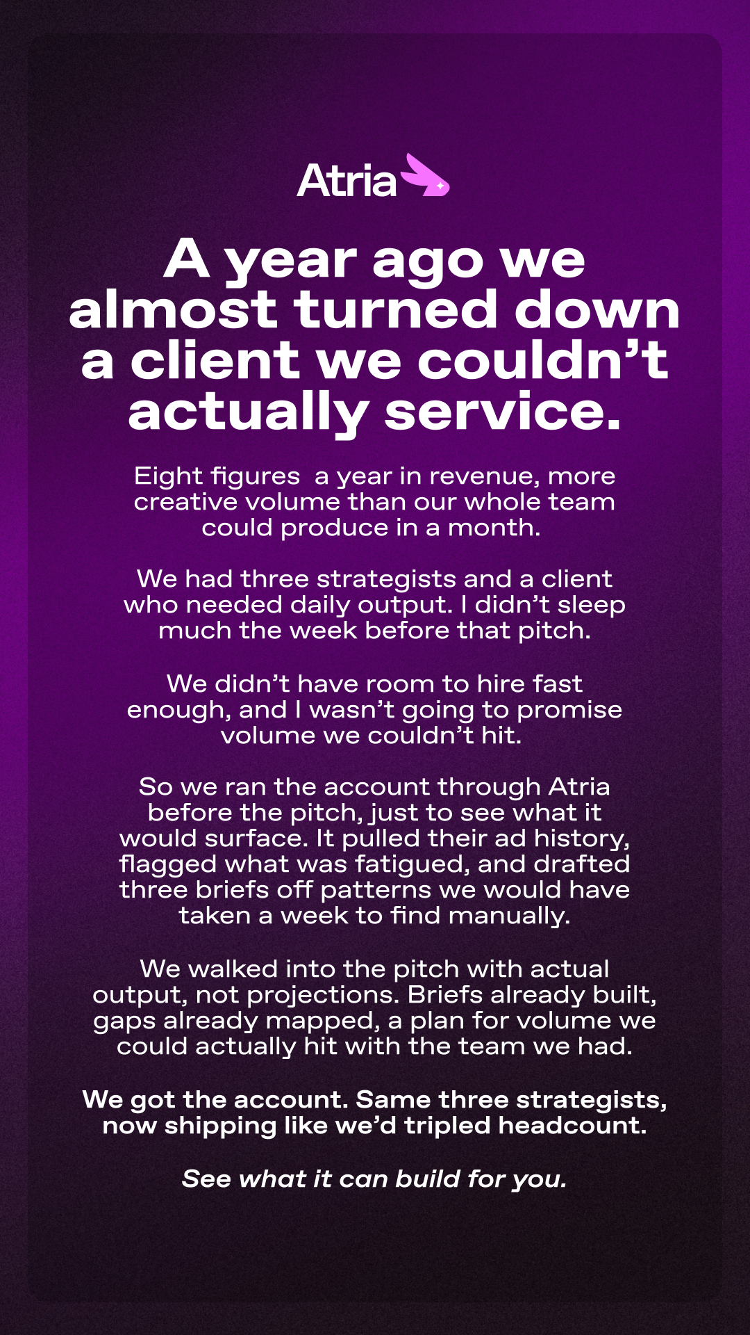 Atria AI Facebook ad