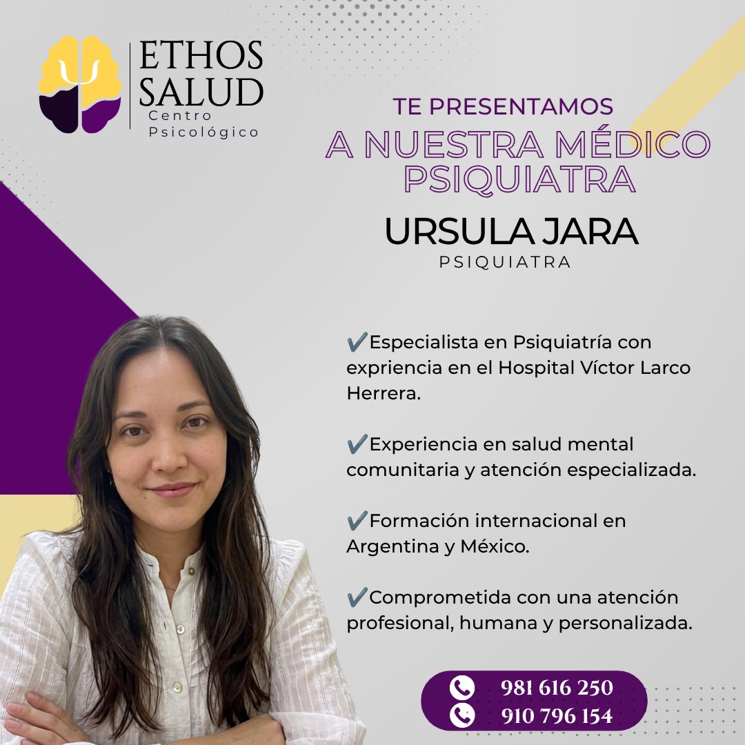 ETHOS SALUD Centro Psicológico Facebook ad: Te presentamos a nuestra Médico Psiquiatra, Dra.
