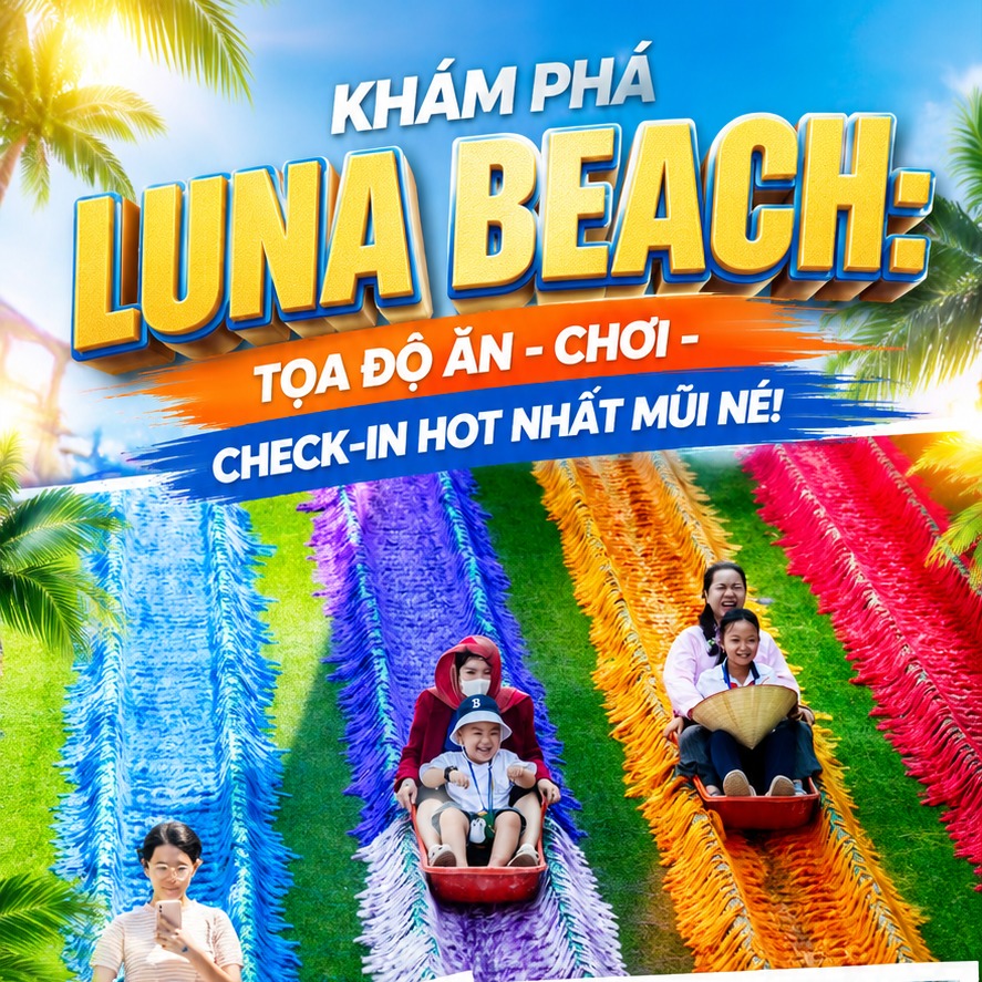 Luna Beach Facebook ad: KHÁM PHÁ LUNA BEACH: TỌA ĐỘ ĂN …