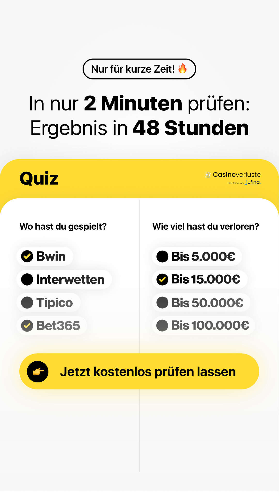 Casinoverluste Facebook ad