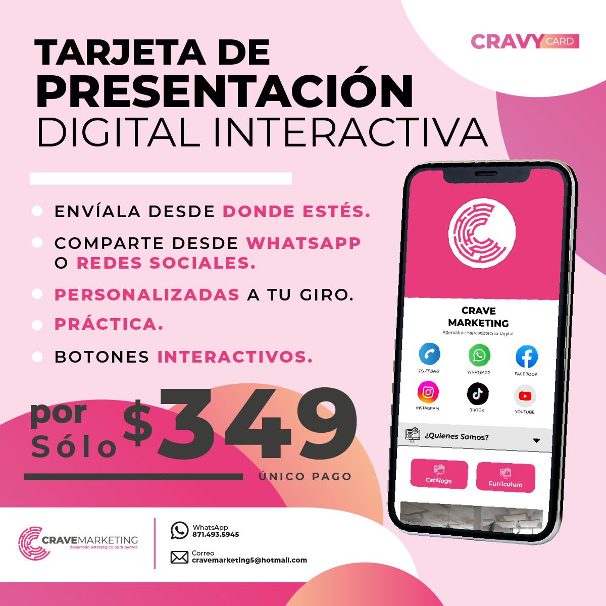 Crave Marketing Facebook ad: TARJETA DE PRESENTACIÓN DIGITAL