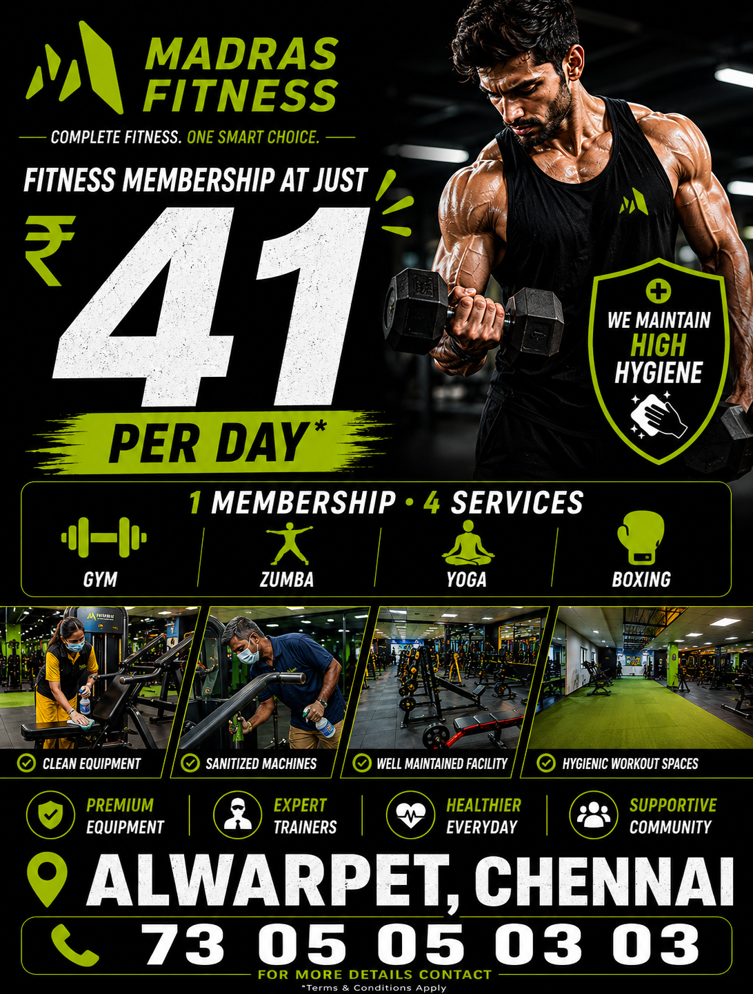 Madras Fitness Chennai Facebook ad: Join MADRAS FITNESS From Just ₹41/Day ₹21,999 ➜ ₹14,999…