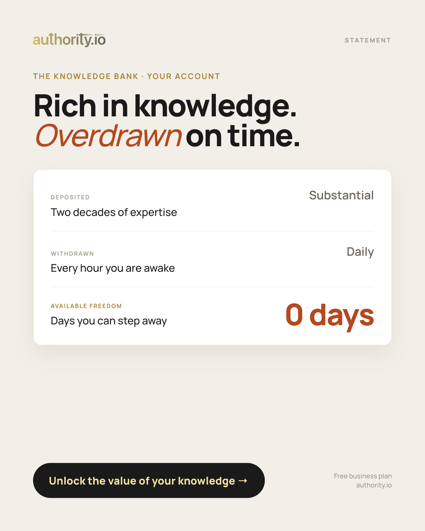 Sunny Lenarduzzi Facebook ad: Unlock The Value Of Your Knowledge Bank