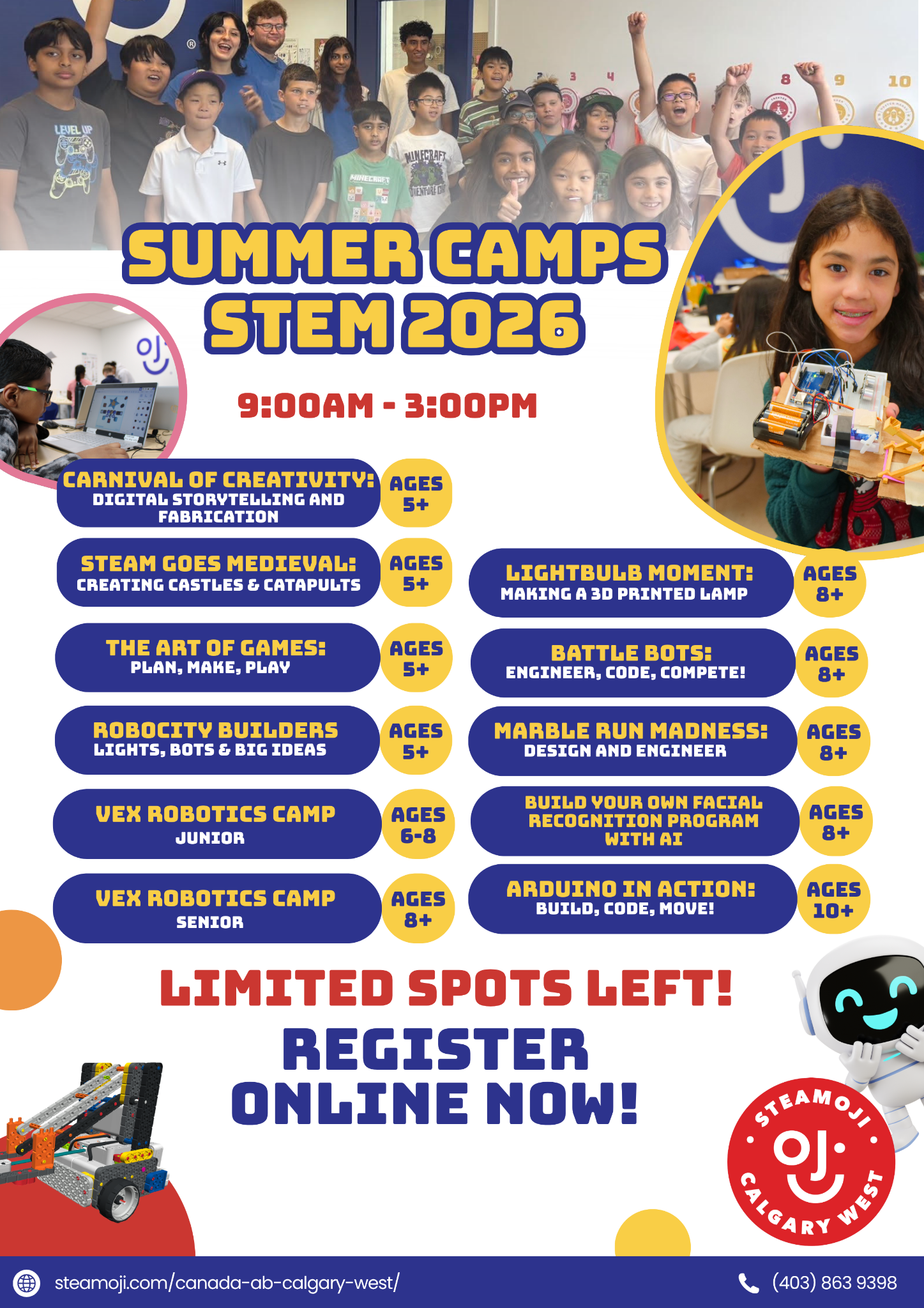 Steamoji - Calgary West Facebook ad: LAST CHANCE Join Steamoji Summer Camps View Full Schedule