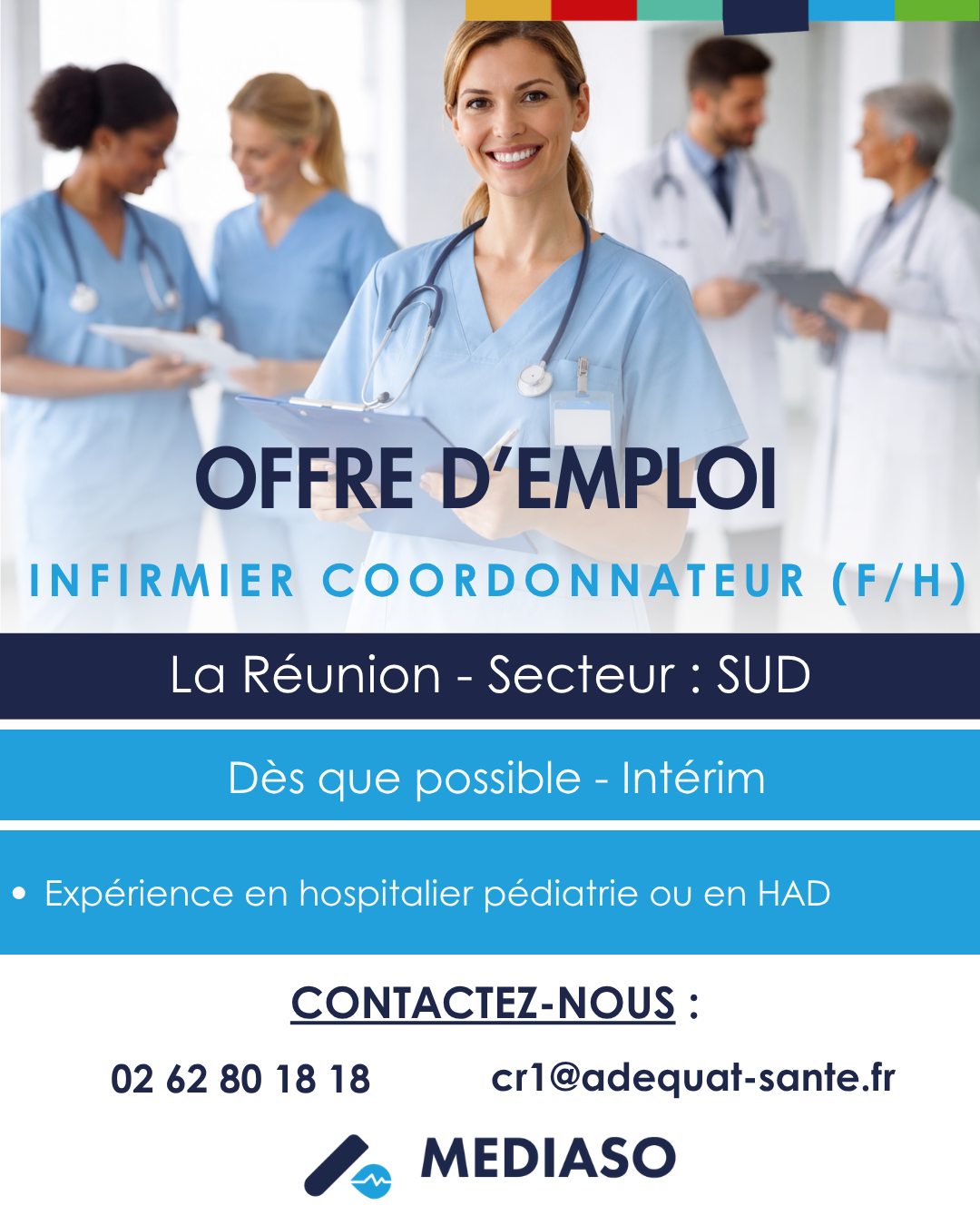 Mediaso La Réunion Facebook ad: MEDIASO La Réunion recrute un infirmier coordonnateur (F/H)…
