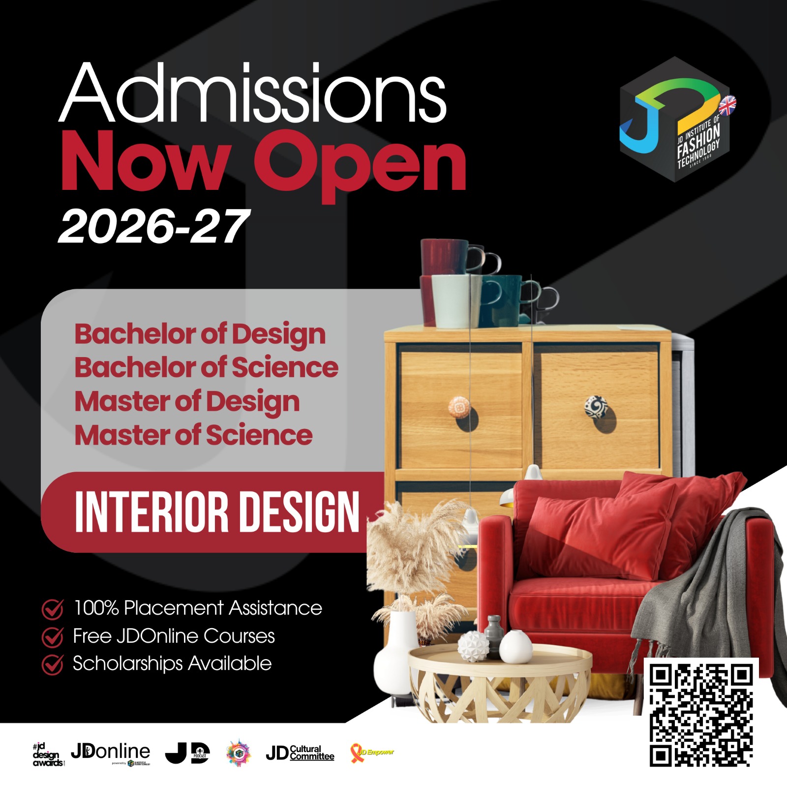 JD Institute Borivali Facebook ad: Admissions Open. Apply Now.