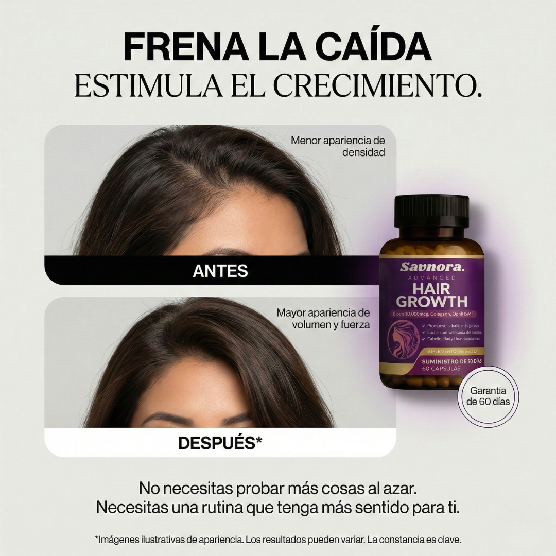 Savnora Facebook ad: Haz que tu cabello vuelva a crecer