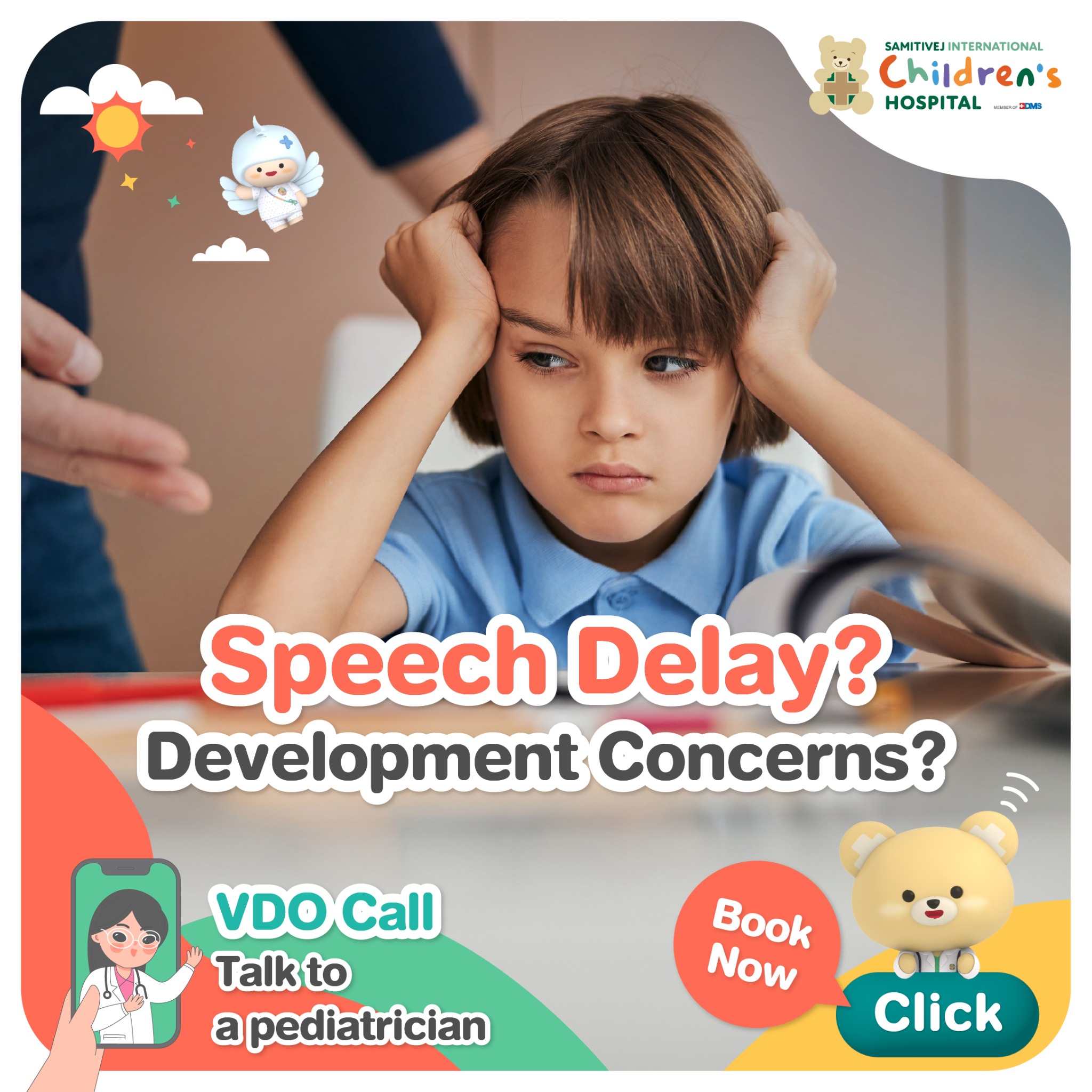 Samitivej International Children's Hospital Facebook ad: For an online video consultation, please register here.