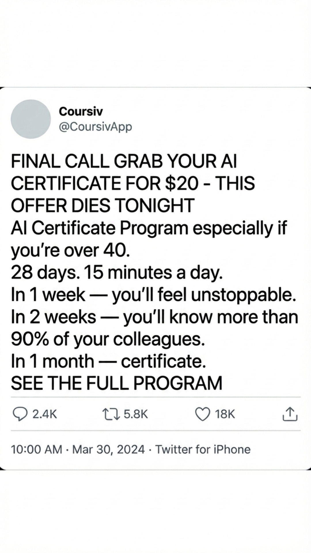 Coursiv Facebook ad