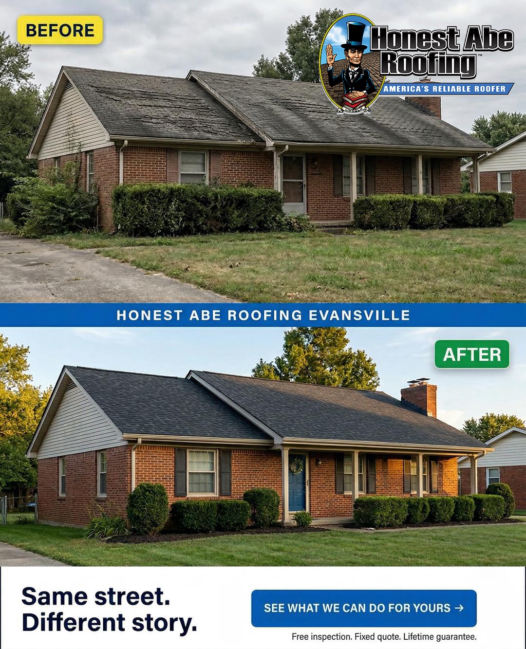 Honest Abe Roofing Evansville Facebook ad
