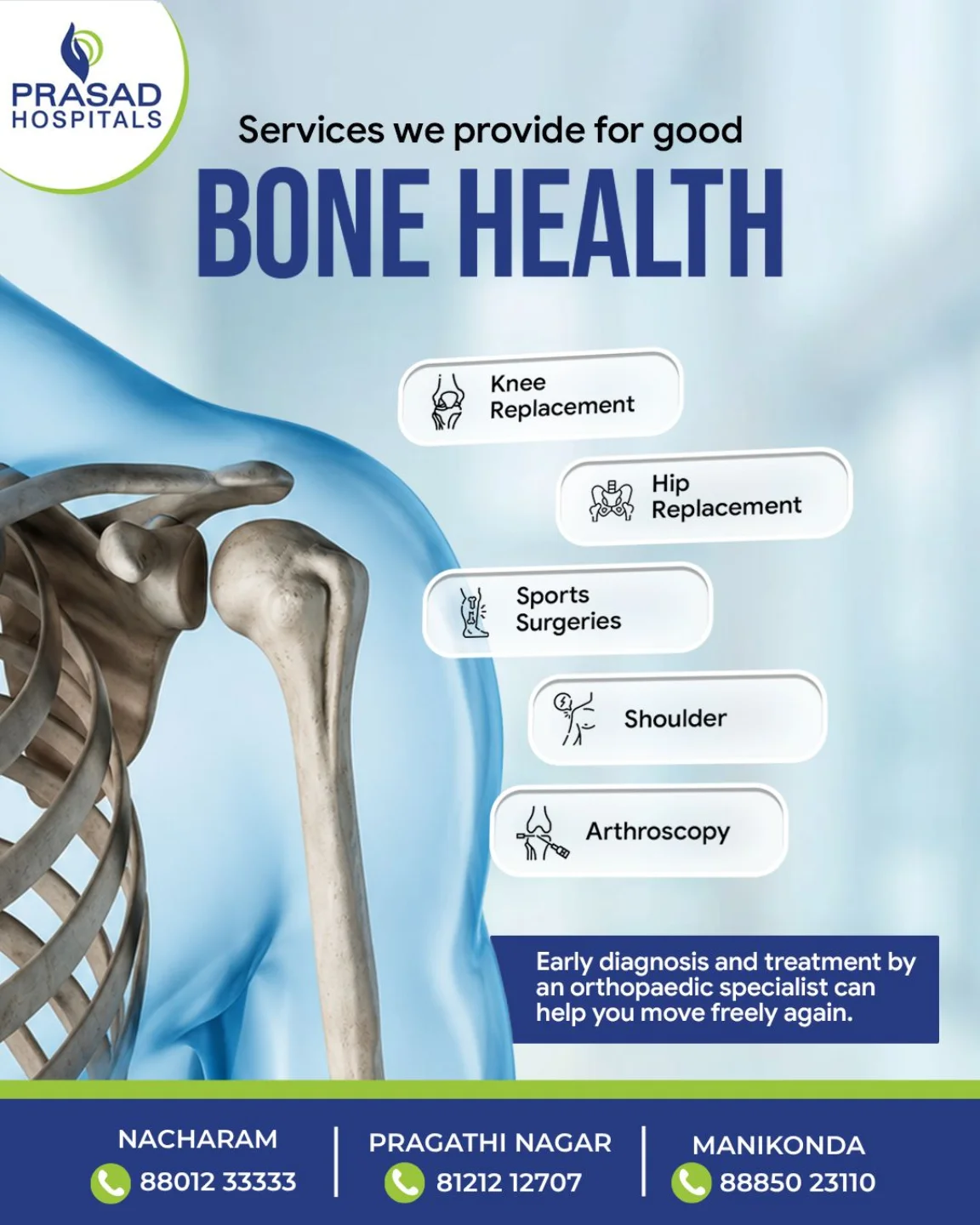 Prasad Hospitals Facebook ad: Bone pain shouldn’t stop your life.