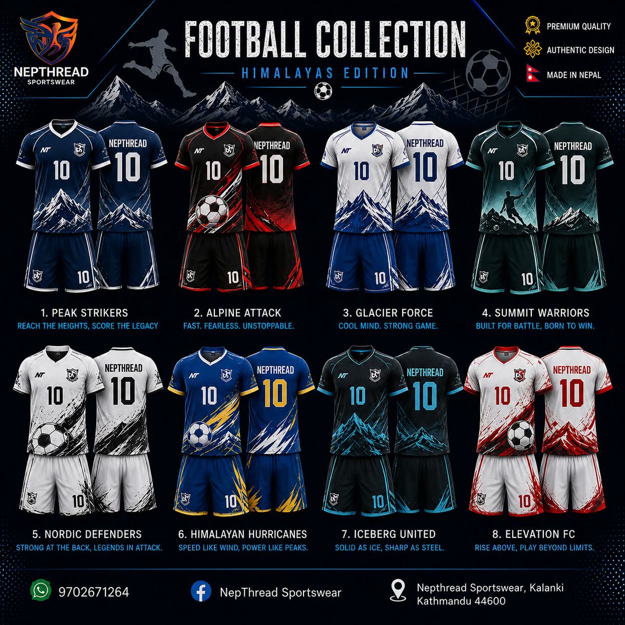 NepThread Sportswear Facebook ad: Custom Football Jerseys Nepal