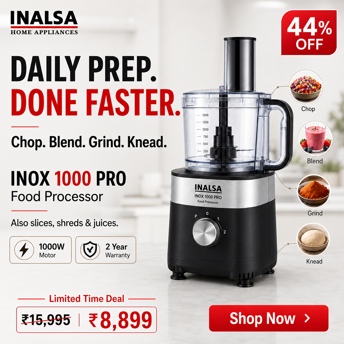 Inalsa Home Appliances Facebook ad: Daily Prep, Done Faster