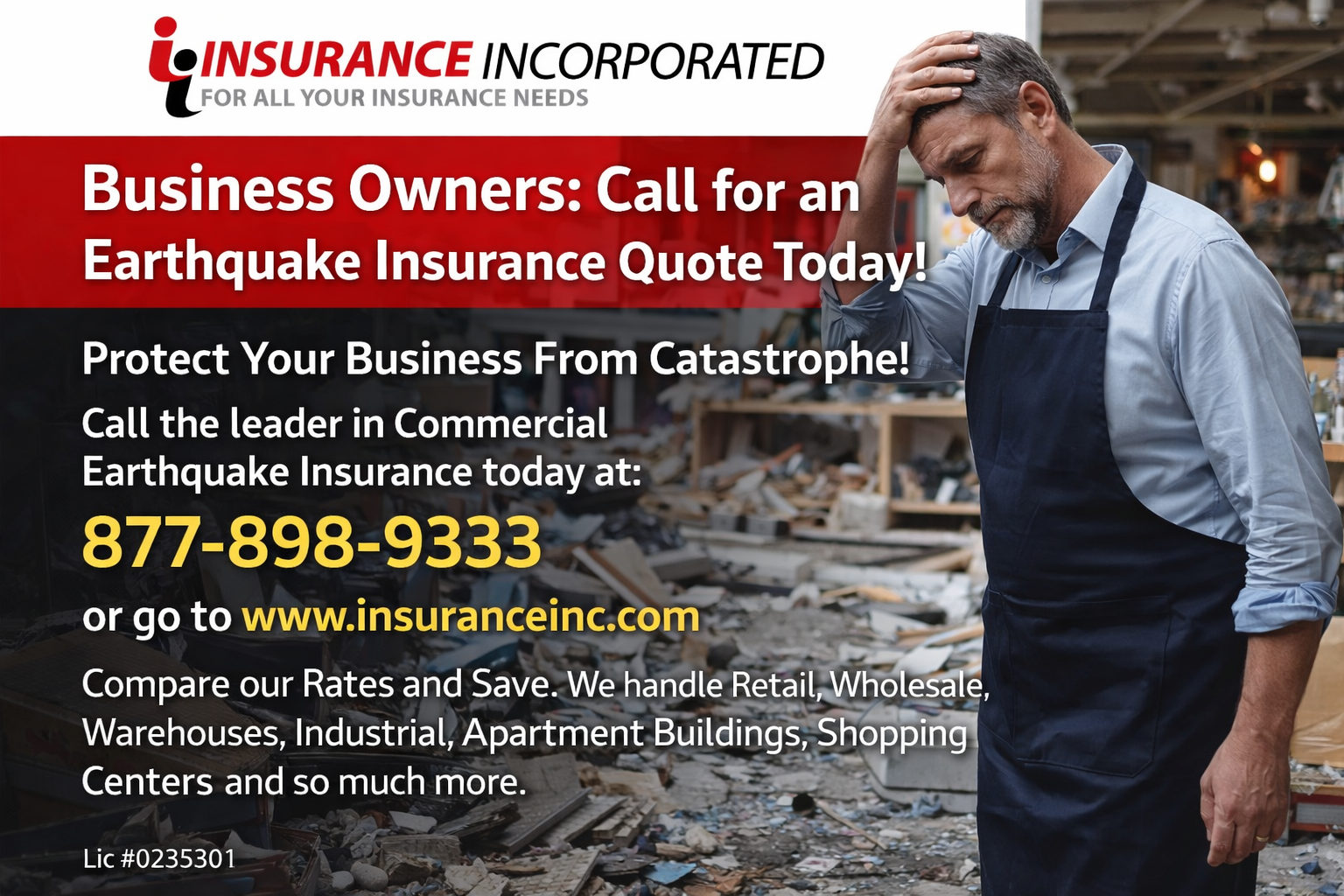 Insurance Incorporated Facebook ad: Earthquake ready? Stay in business.