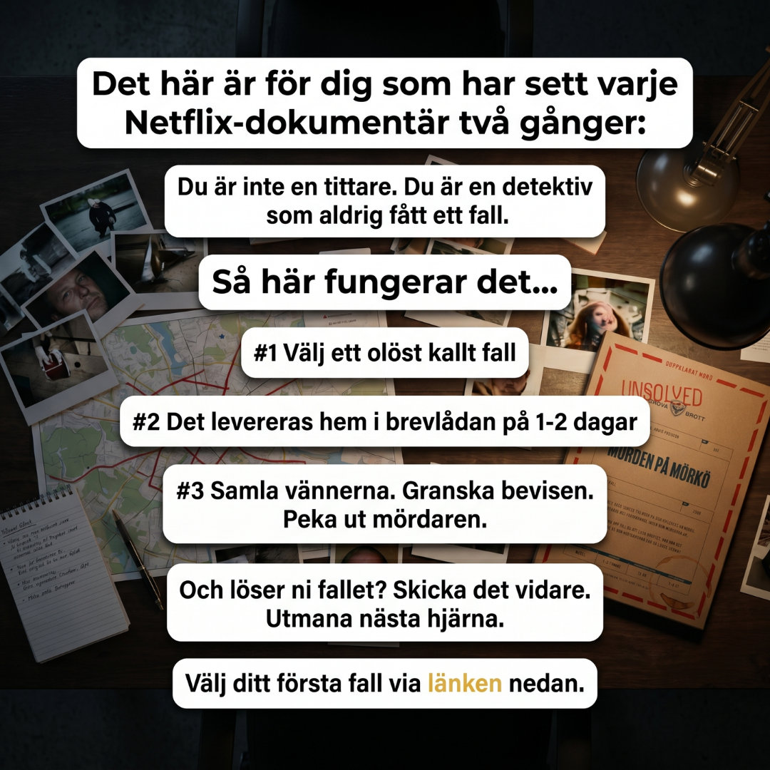 ARKIV by Unsolved - Mordgåtor att lösa hemma Facebook ad