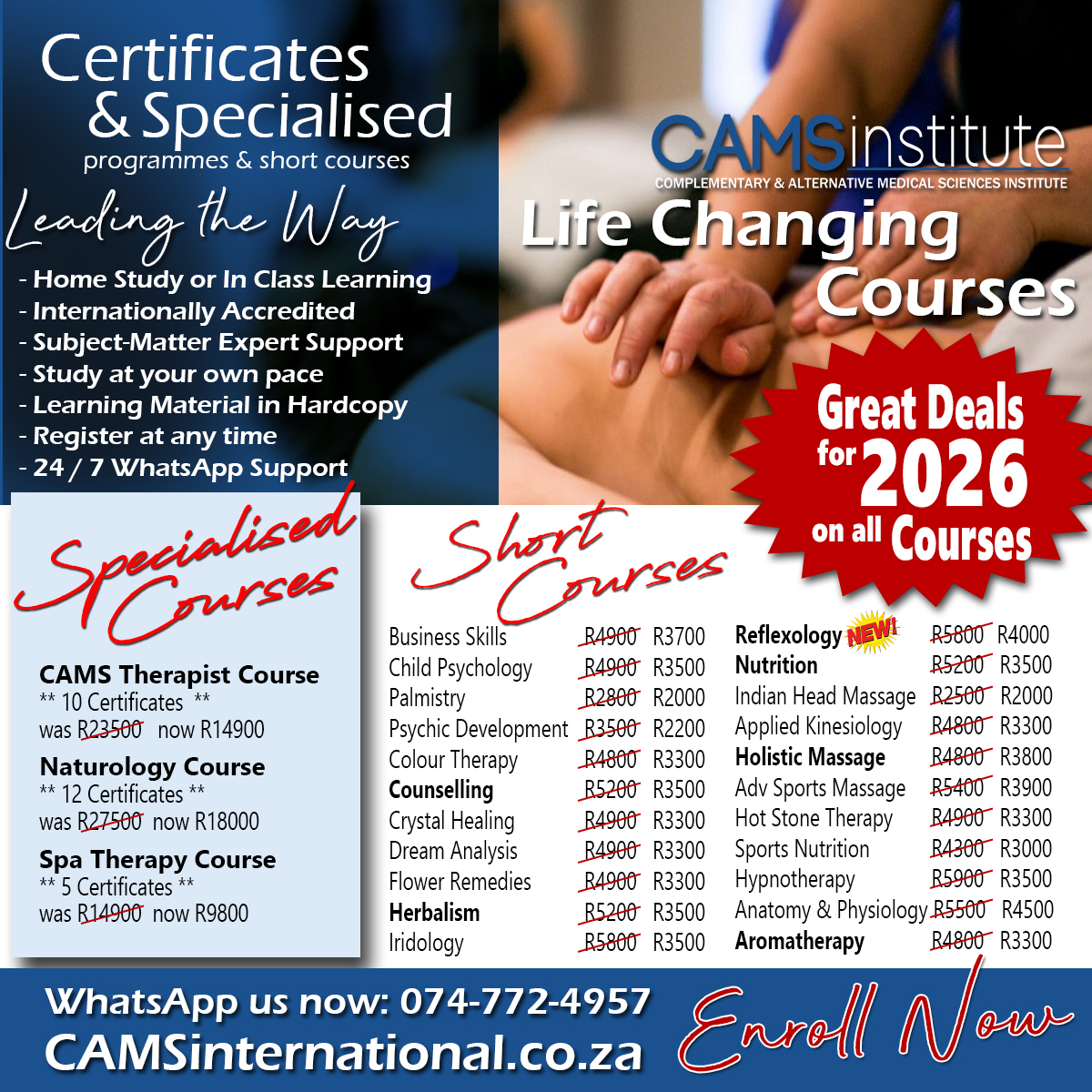 CAMS Institute Facebook ad: Study at your own pace • Start anytime • Limited-time…
