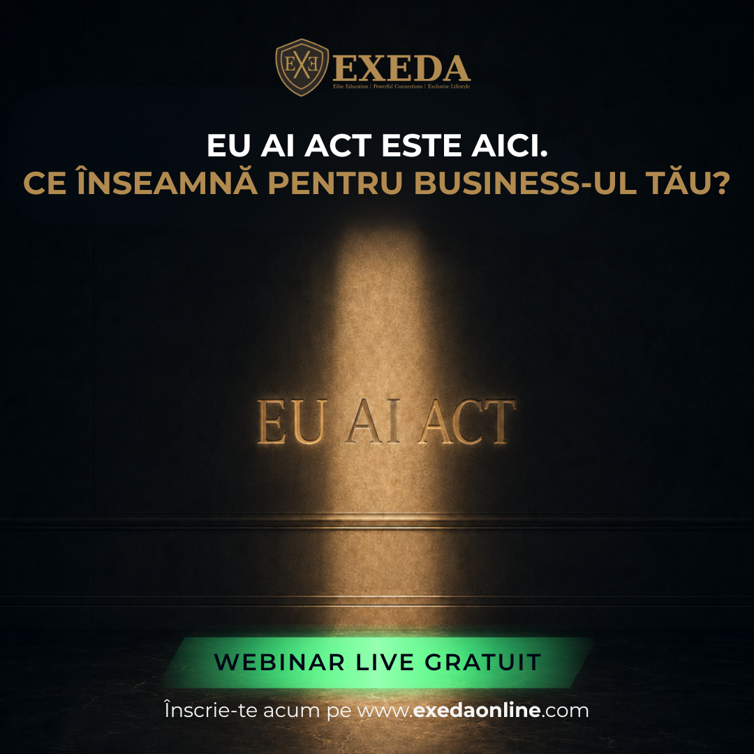 EXEDA Facebook ad: EU AI ACT & AI COMPLIANCE FREE LIVE WEBINAR Q&A cu Costin…