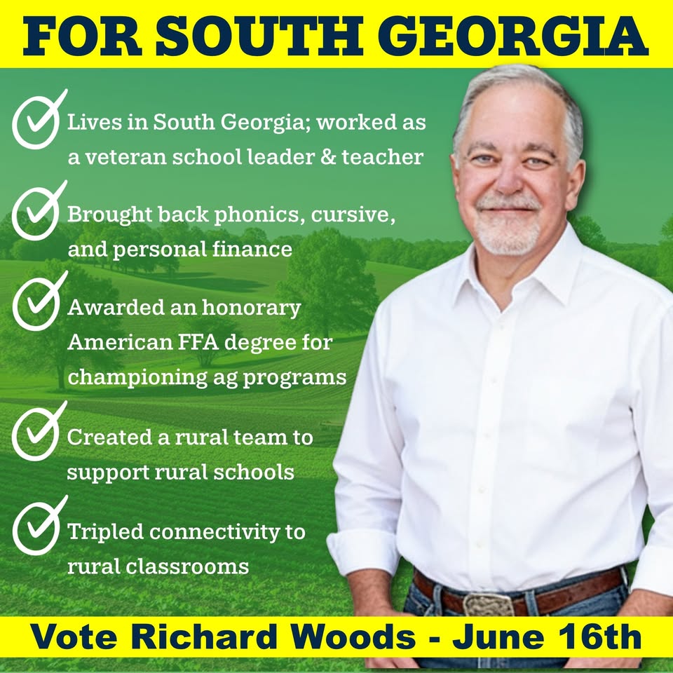 Richard Woods for State School Superintendent Facebook ad: From South Georgia, For South Georgia.