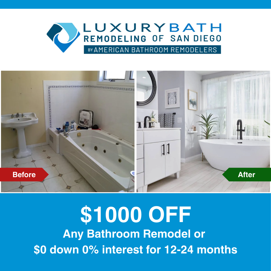 Luxury Bath of San Diego Facebook ad: Refresh Your Bathroom, $0 Down