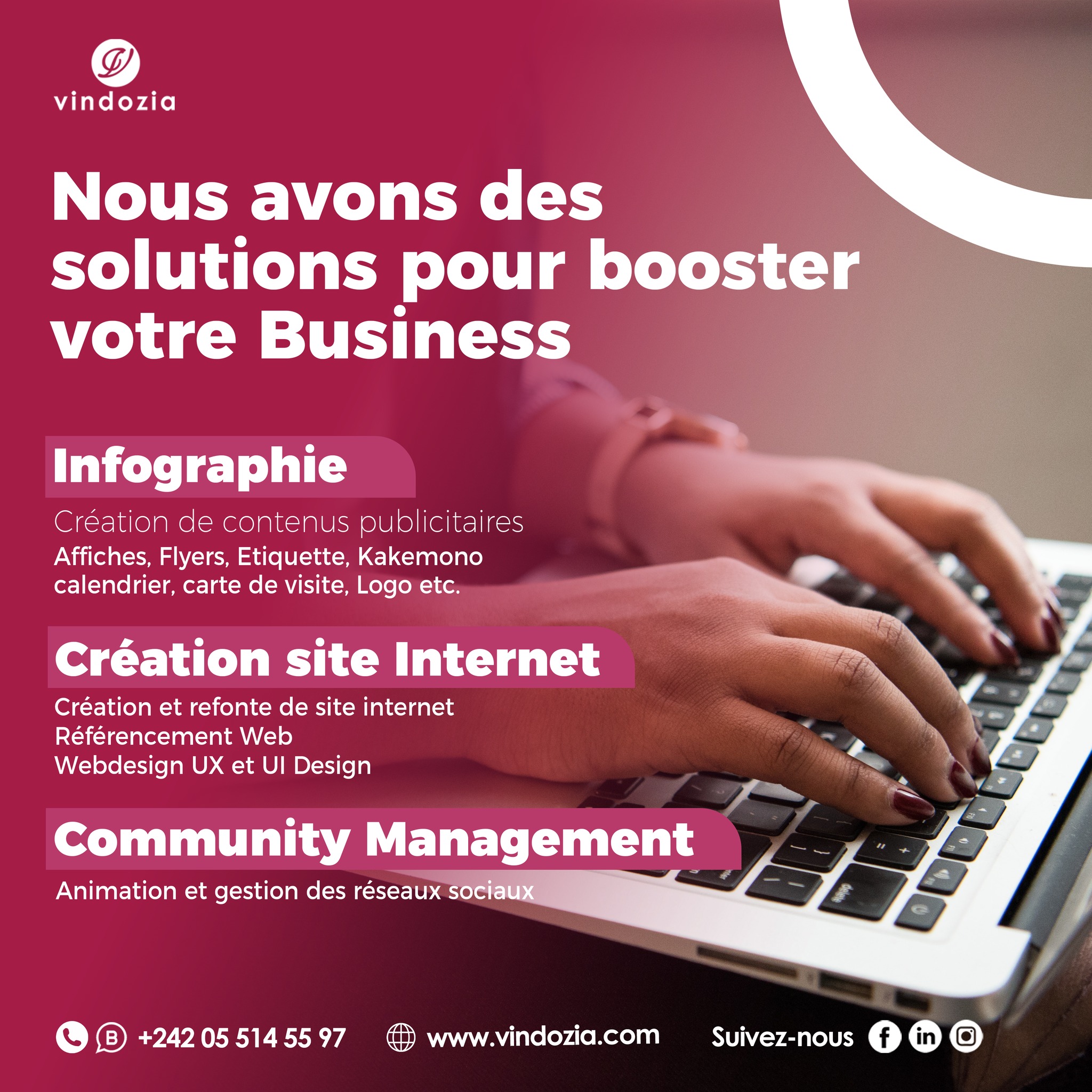 Vindozia Facebook ad: Un accompagnement professionnel, ce n’est pas un luxe.