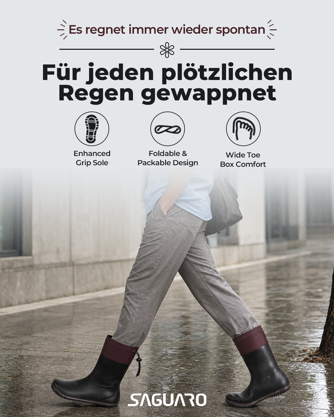 Saguaro De Facebook ad: Nie wieder nasse Socken im Berufsverkehr