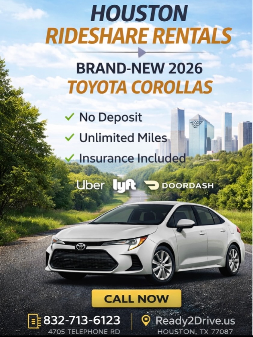 Ready2Drive Facebook ad: Houston drivers, your rideshare car is ready.