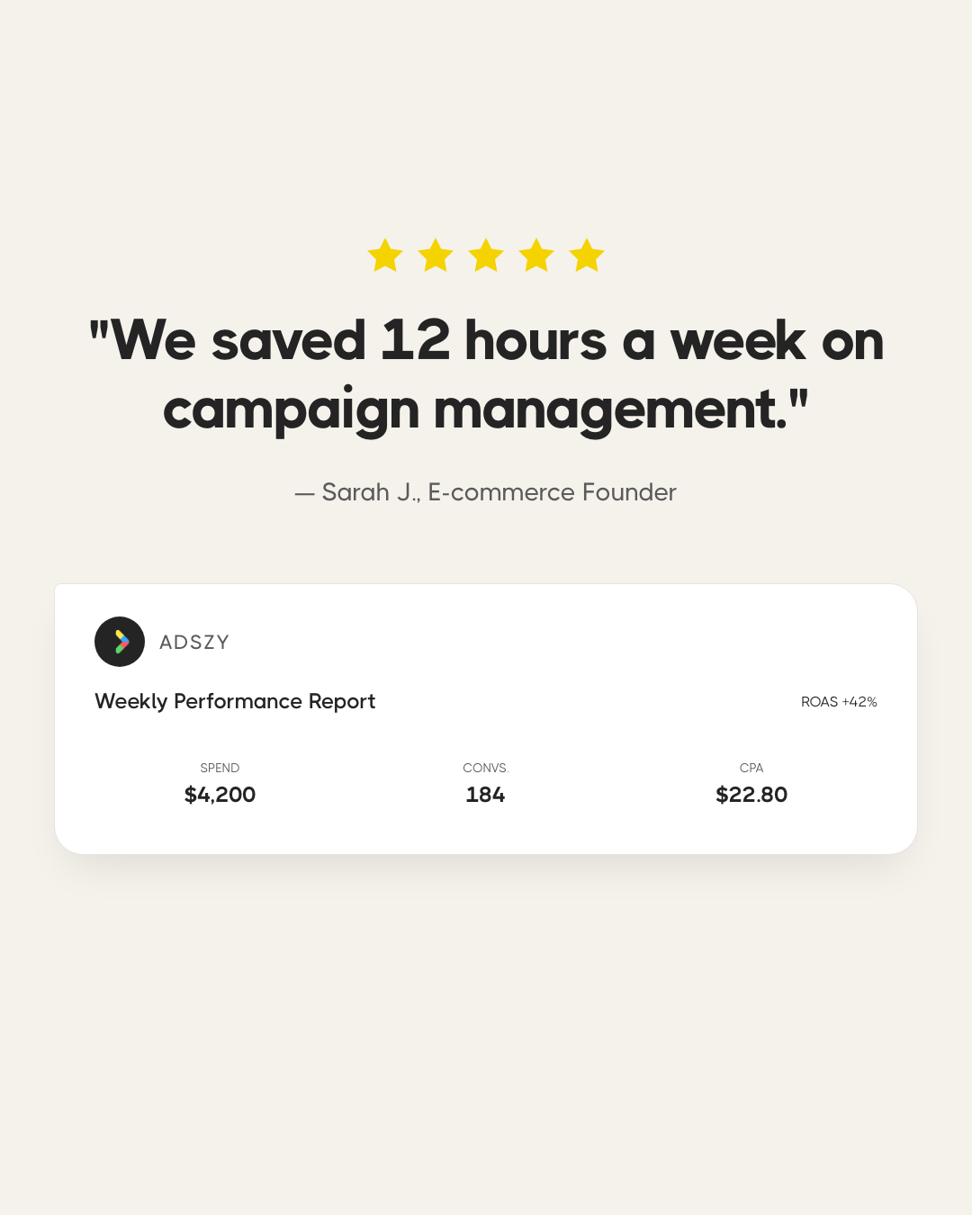 Adszy.ai Facebook ad: Start free trial