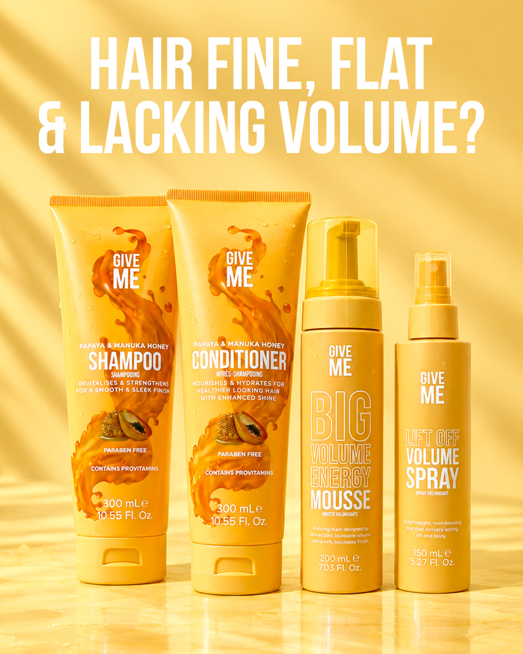 Give Me Cosmetics Facebook ad: Volume That Lasts