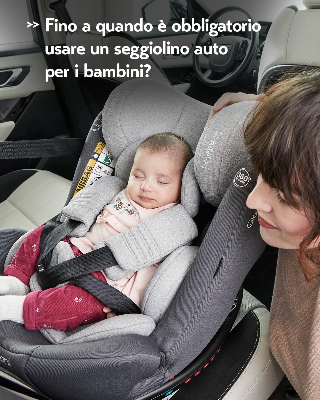 Giordani Facebook ad: Mettere un bambino in auto richiede attenzione.
